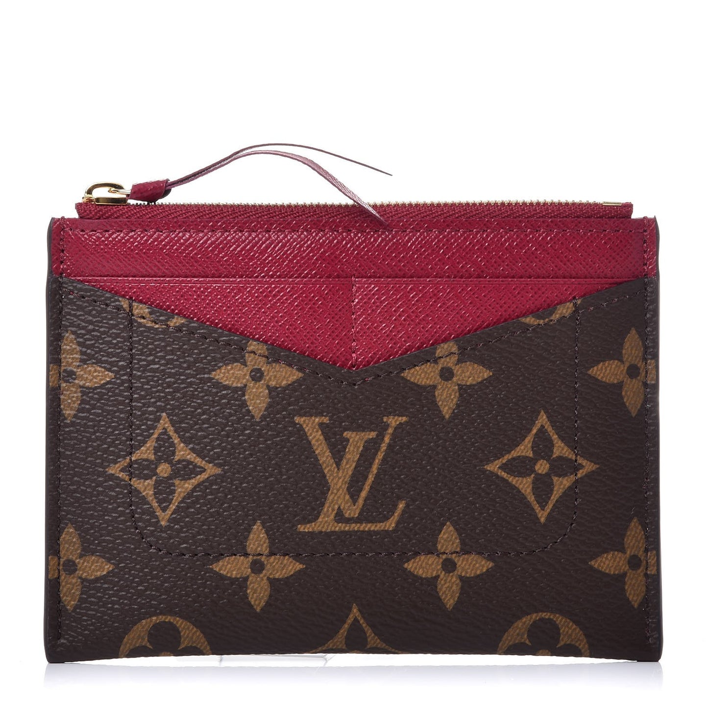 Monogram Zipped Card Holder Fuchsia