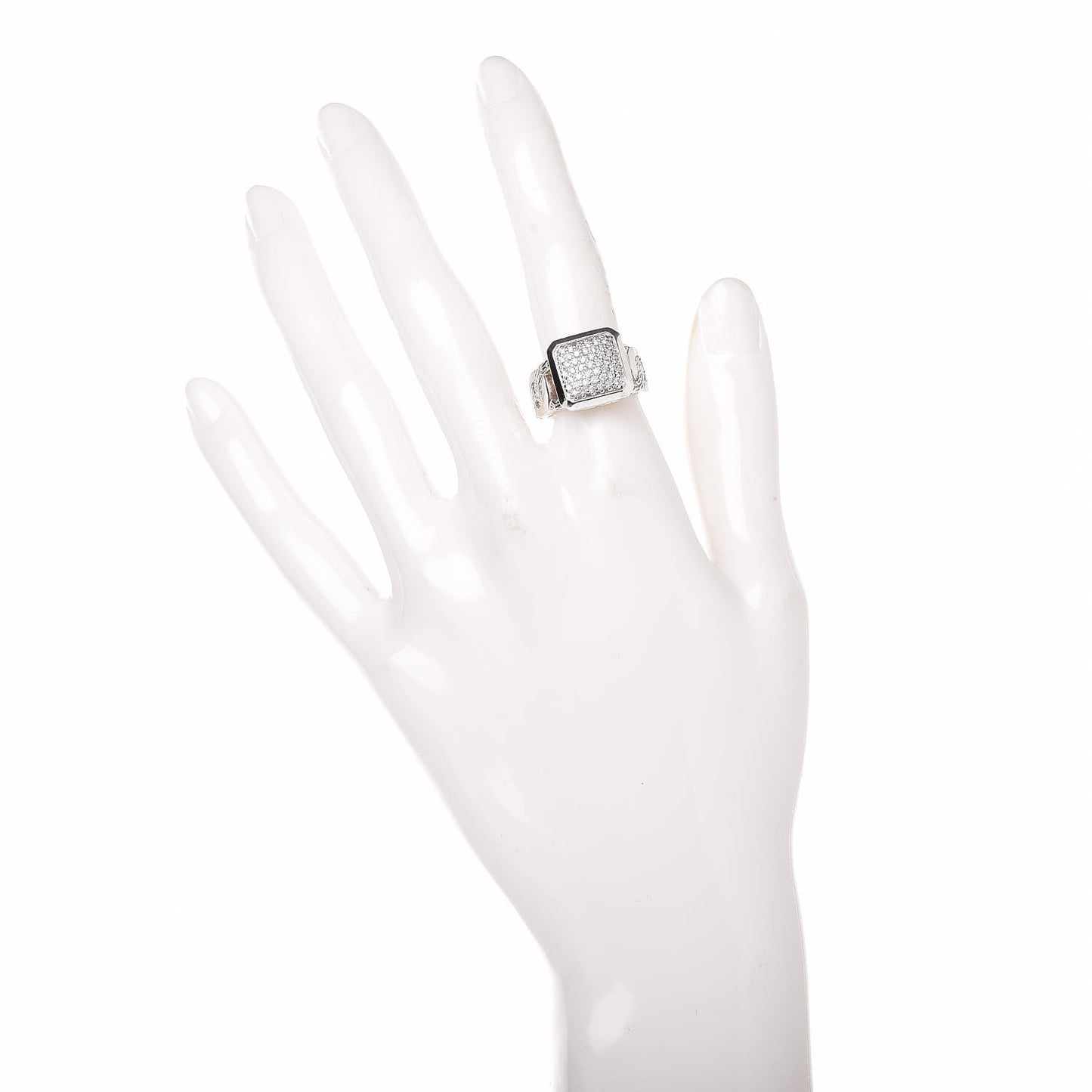 Sterling Silver Diamond Classic Chain Square Ring 50 5.5