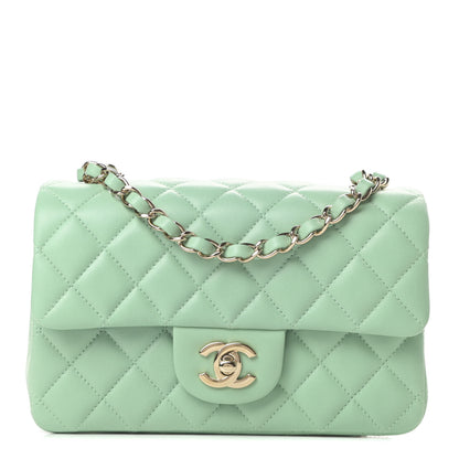 Chanel Lambskin Quilted Mini Rectangular Flap Light Green 1 of 11