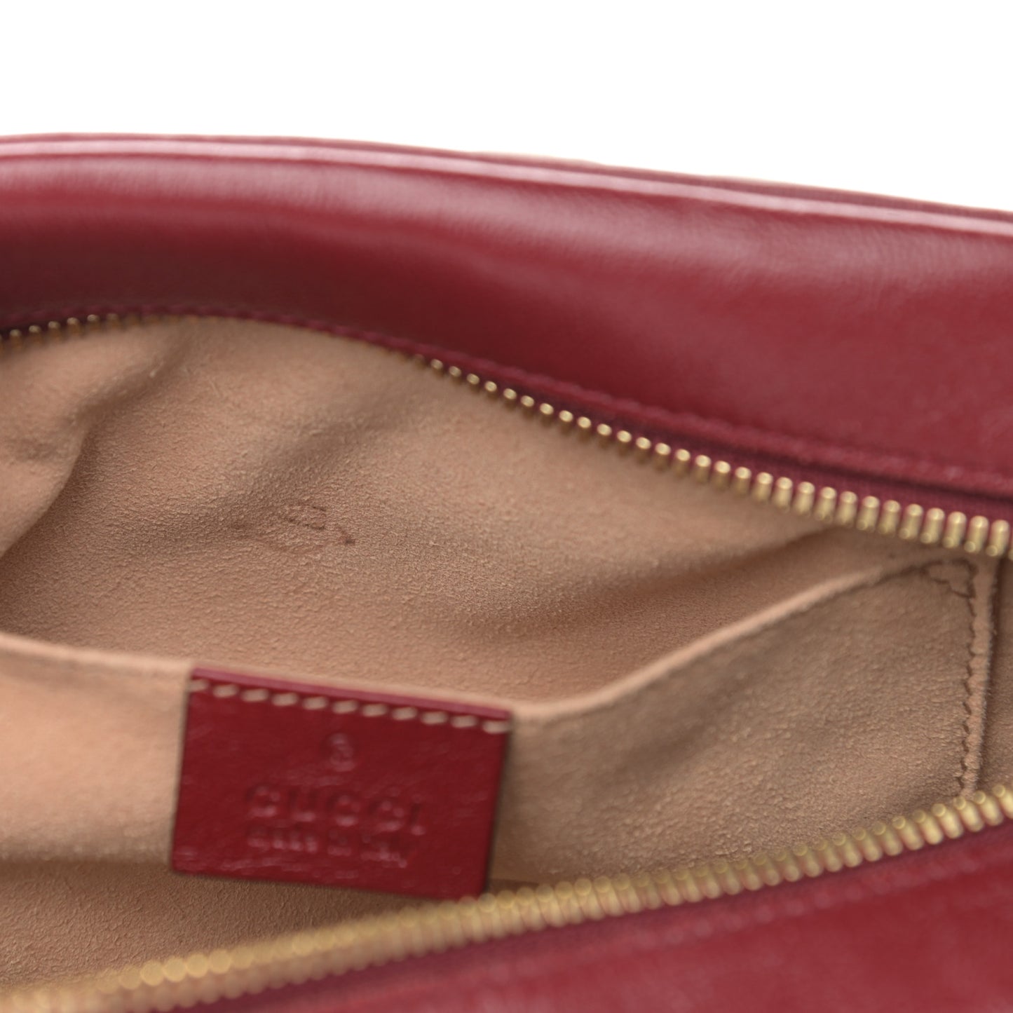 Monogram Azalea Calfskin Matelasse Diagonal Small GG Marmont Chain Shoulder Bag Beige Ebony New Cherry Red