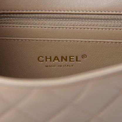 Chanel Lambskin Quilted Mini Rectangular Flap Dark Beige 8 of 11