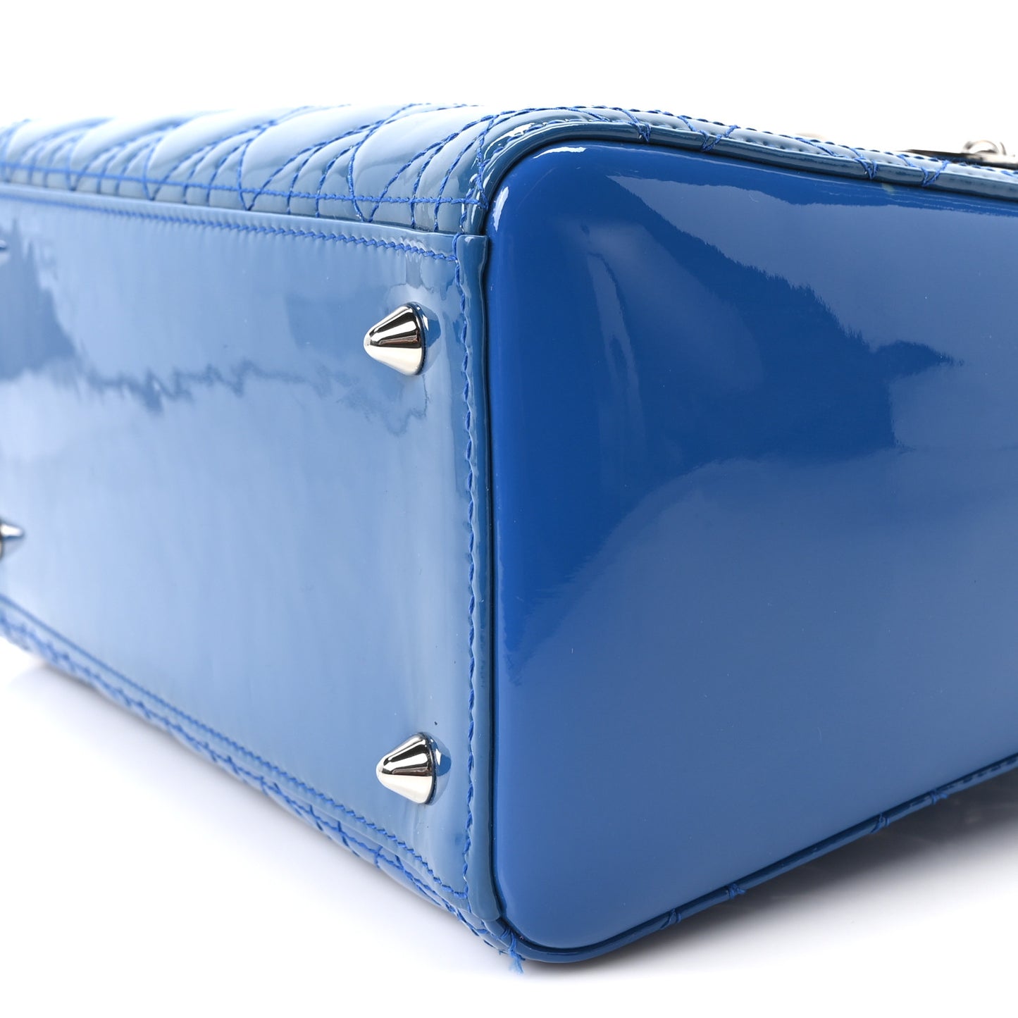 Patent Cannage Medium Lady Dior Blue