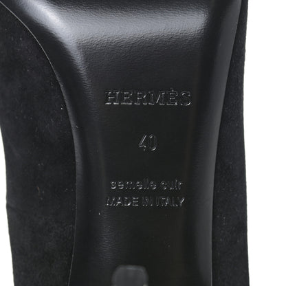 Hermes Suede Goatskin Victoire 90 Pumps 40 Black 6 of 9