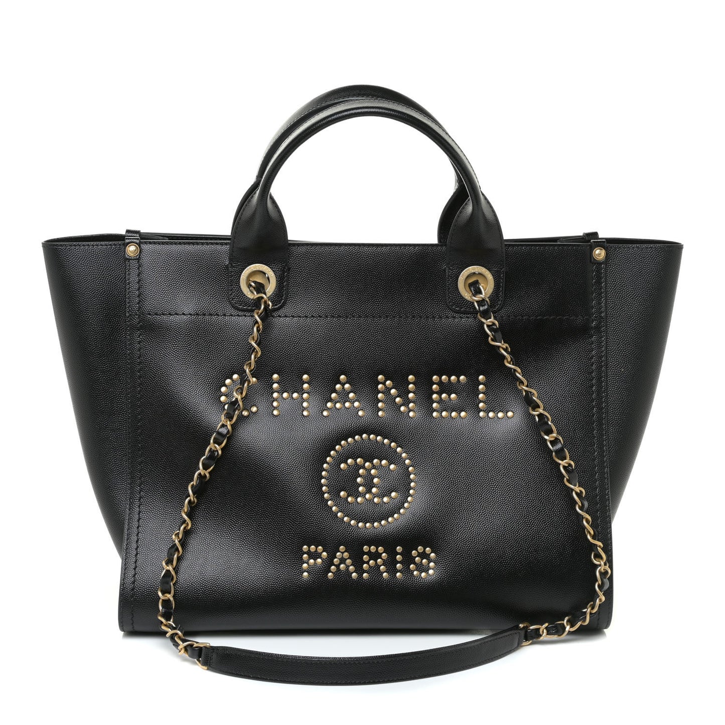 Caviar Small Studded Deauville Tote Black