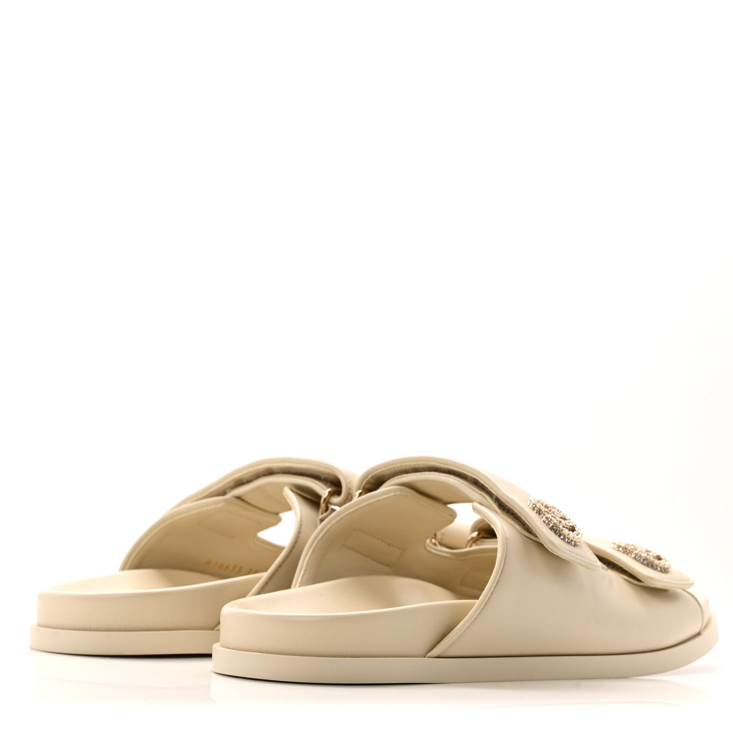 Gucci Calfskin Double G Crystal Womens Isla Dad Sandals 39 Ivory 5 of 9