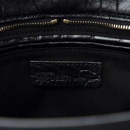 Alexander McQueen Calfskin Crocodile Embossed Small Skull Padlock Zip Around Tote Black 8 of 10