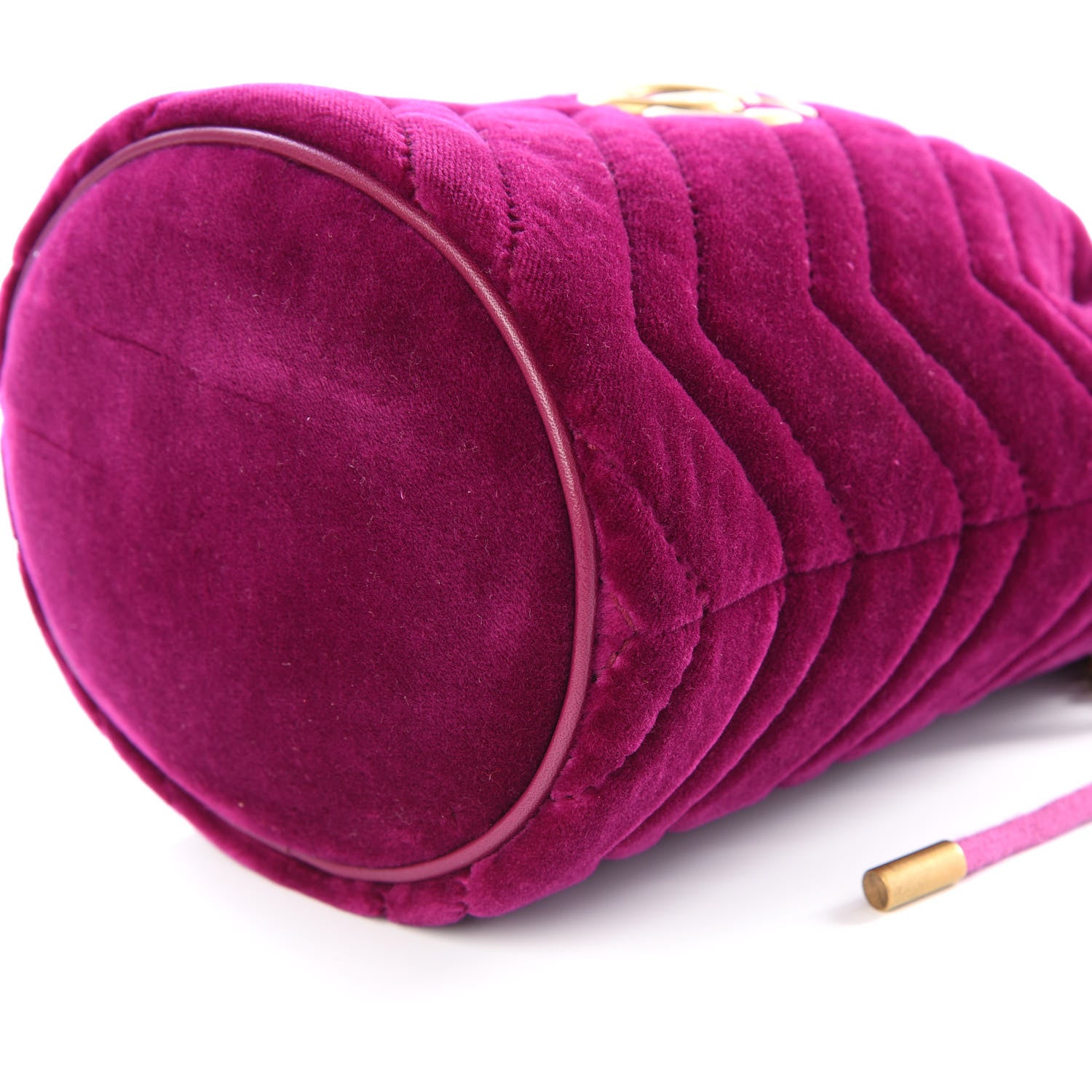 Gucci Velvet Matelasse Mini GG Marmont 2.0 Bucket Bag Fuchsia Violet Cyclamen 6 of 7