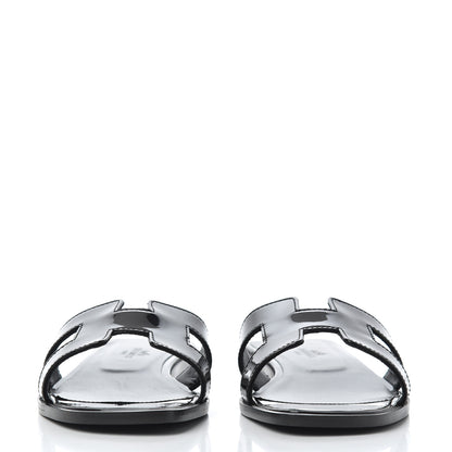 Hermes Patent Oran Sandals 37 Black 2 of 13
