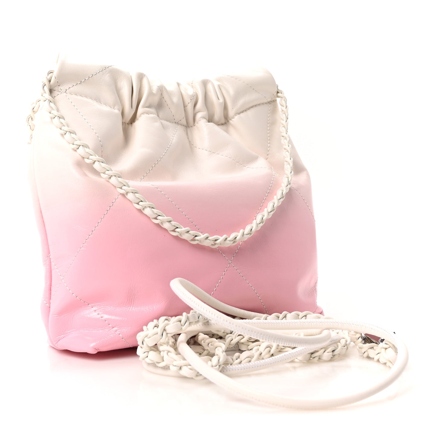 Patent Gradient Calfskin Quilted Mini Chanel 22 White Light Pink