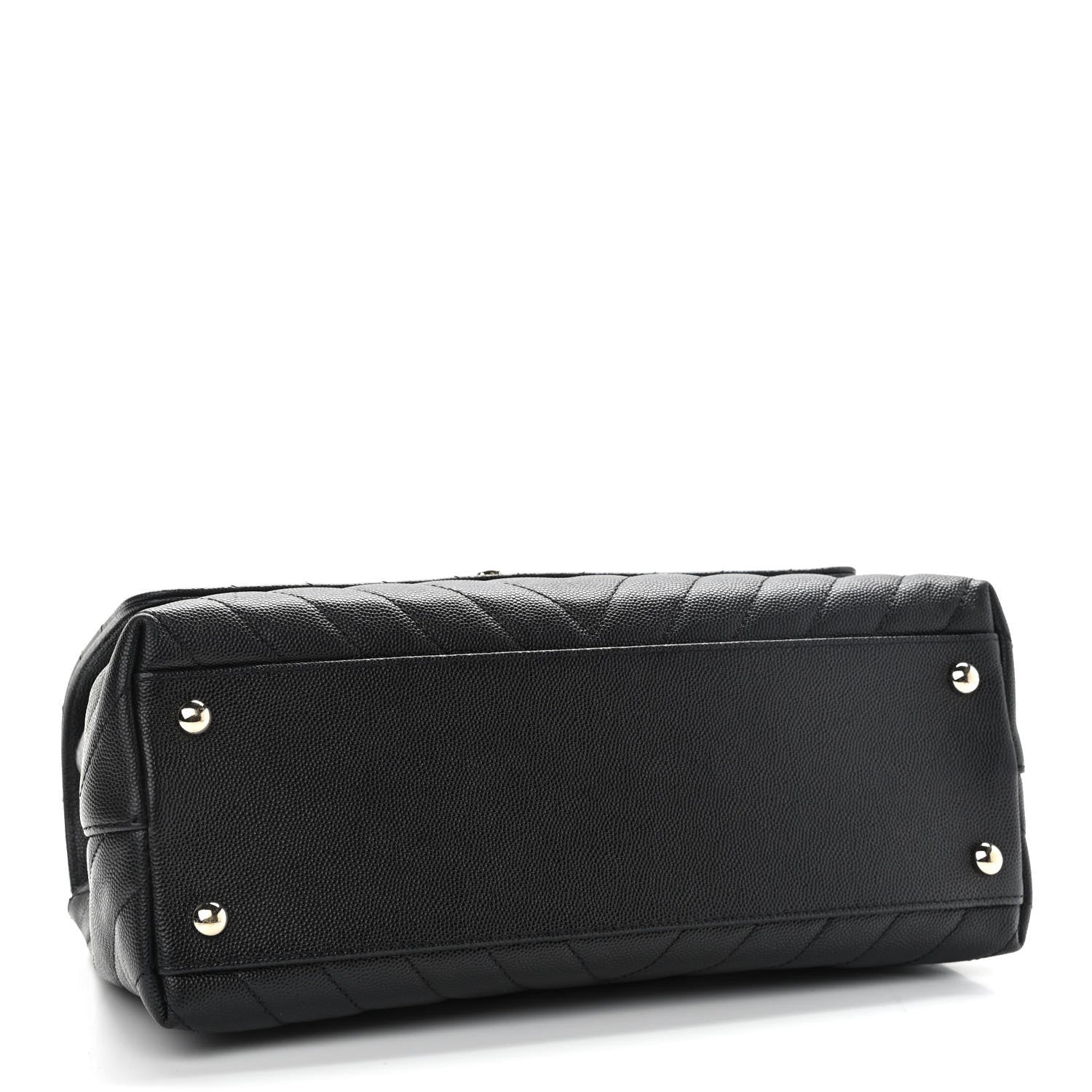 Chanel Caviar Chevron Quilted Small Coco Handle Flap Black 4 of 11