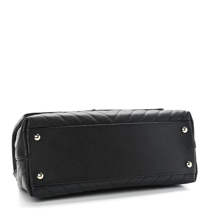 Chanel Caviar Chevron Quilted Small Coco Handle Flap Black 4 of 11