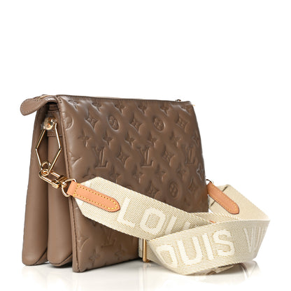 Louis Vuitton Lambskin Embossed Monogram Coussin PM Taupe 3 of 15
