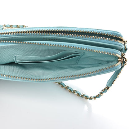 Chanel Caviar Quilted Small Clutch With Chain Light Blue 6 of 11