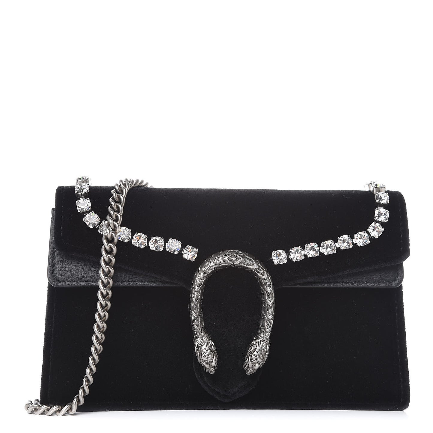 Velvet Crystal Super Mini Dionysus Shoulder Bag Black