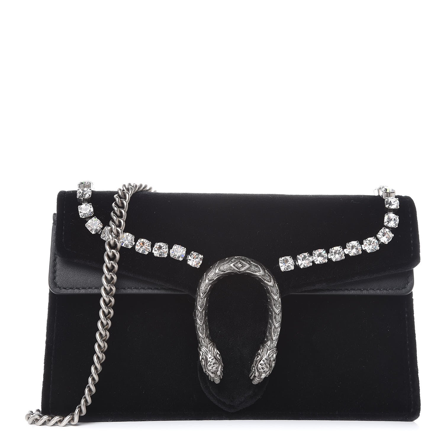 Gucci Velvet Crystal Super Mini Dionysus Shoulder Bag Black 1 of 11