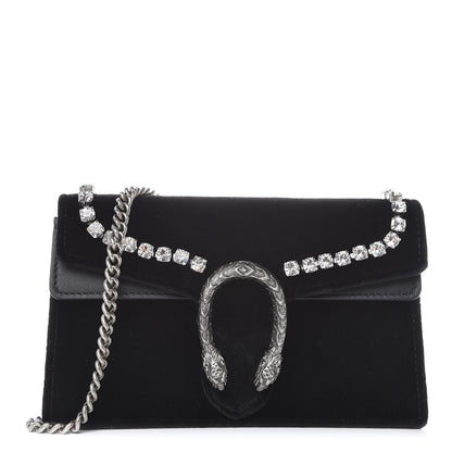 Gucci Velvet Crystal Super Mini Dionysus Shoulder Bag Black 1 of 11