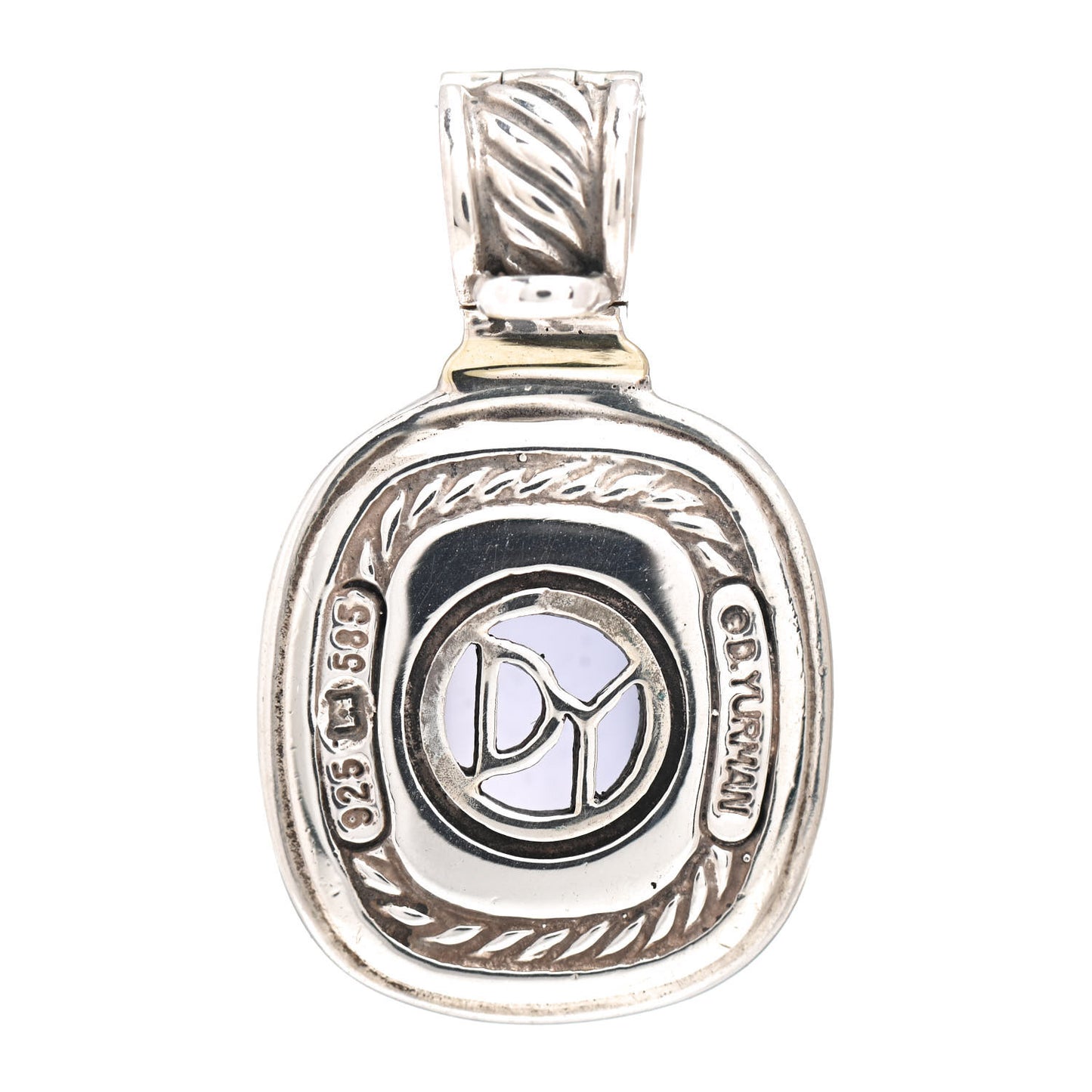 Sterling Silver 14K Yellow Gold Blue Chalcedony Albion Pendant