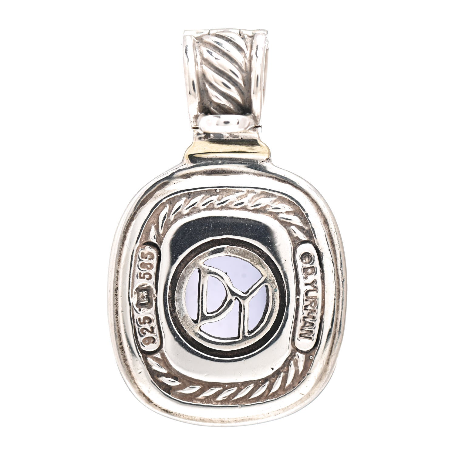 David Yurman Sterling Silver 14K Yellow Gold Blue Chalcedony Albion Pendant 3 of 3