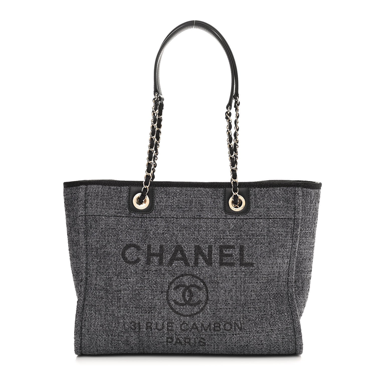 Chanel Woven Straw Raffia Small Deauville Tote Charcoal 1 of 11