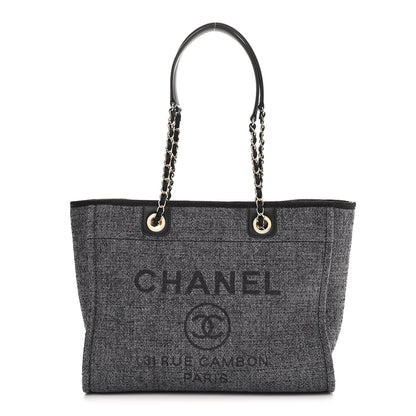 Chanel Woven Straw Raffia Small Deauville Tote Charcoal 1 of 11