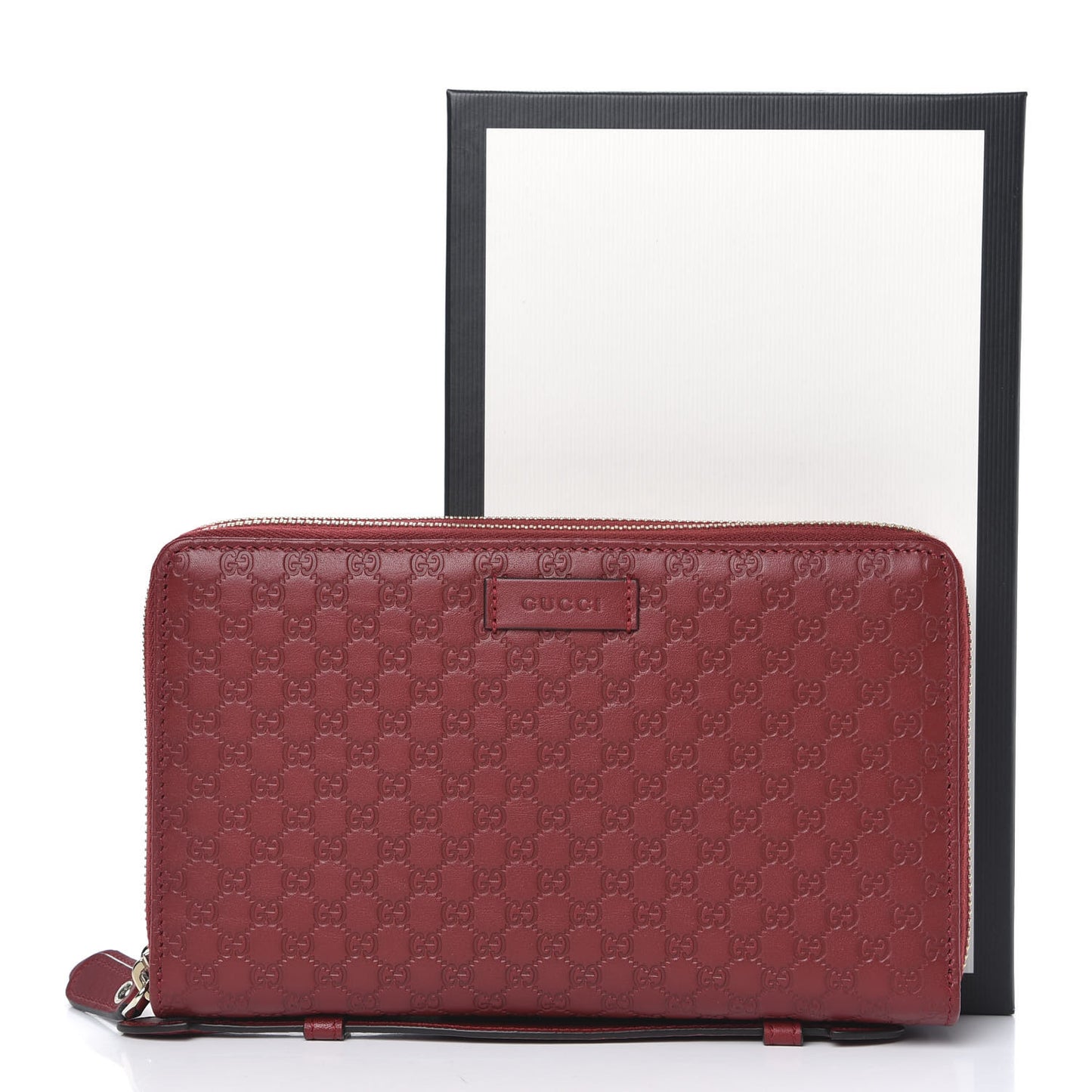 Microguccissima Zip Around Top Handle Travel Wallet Red