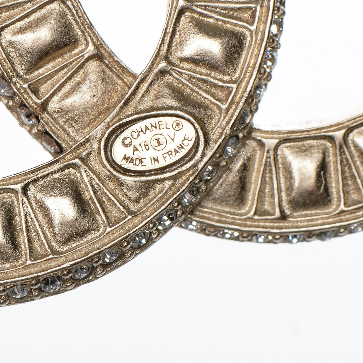 Baguette Crystal CC Brooch Gold