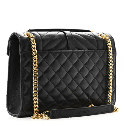 Saint Laurent Grain De Poudre Textured Mixed Matelasse Triquilt Medium Monogram Satchel Black 3 of 10