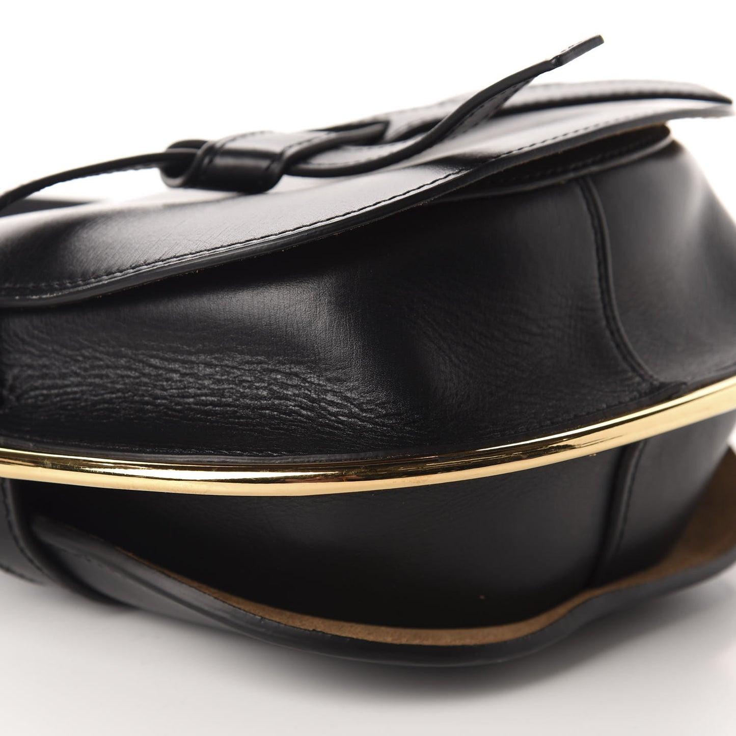 Calfskin Small Metal Gate Crossbody Bag Black
