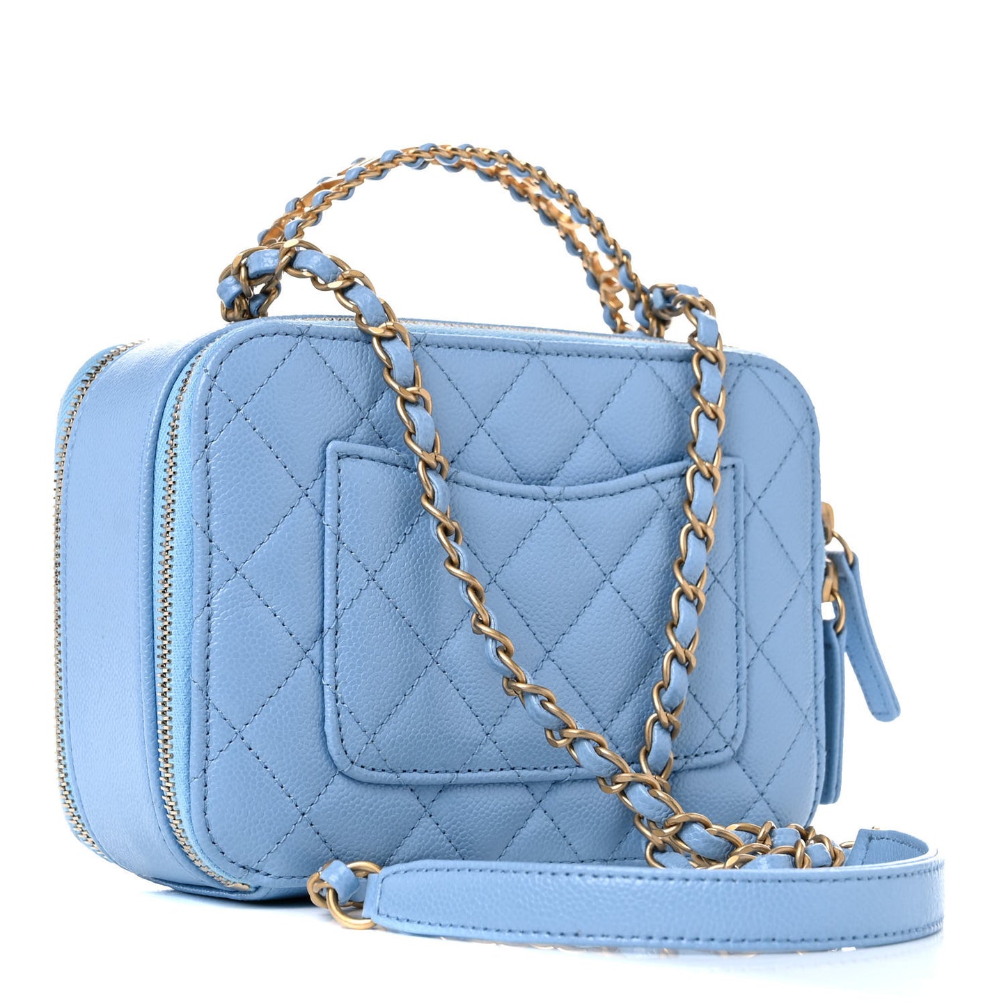 Caviar Quilted Small Pick Me Up Vanity Case Light Blue