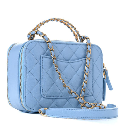 Chanel Caviar Quilted Small Pick Me Up Vanity Case Light Blue 3 of 11
