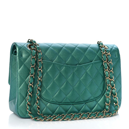 Chanel Iridescent Calfskin Quilted Medium Double Flap Green 3 of 10