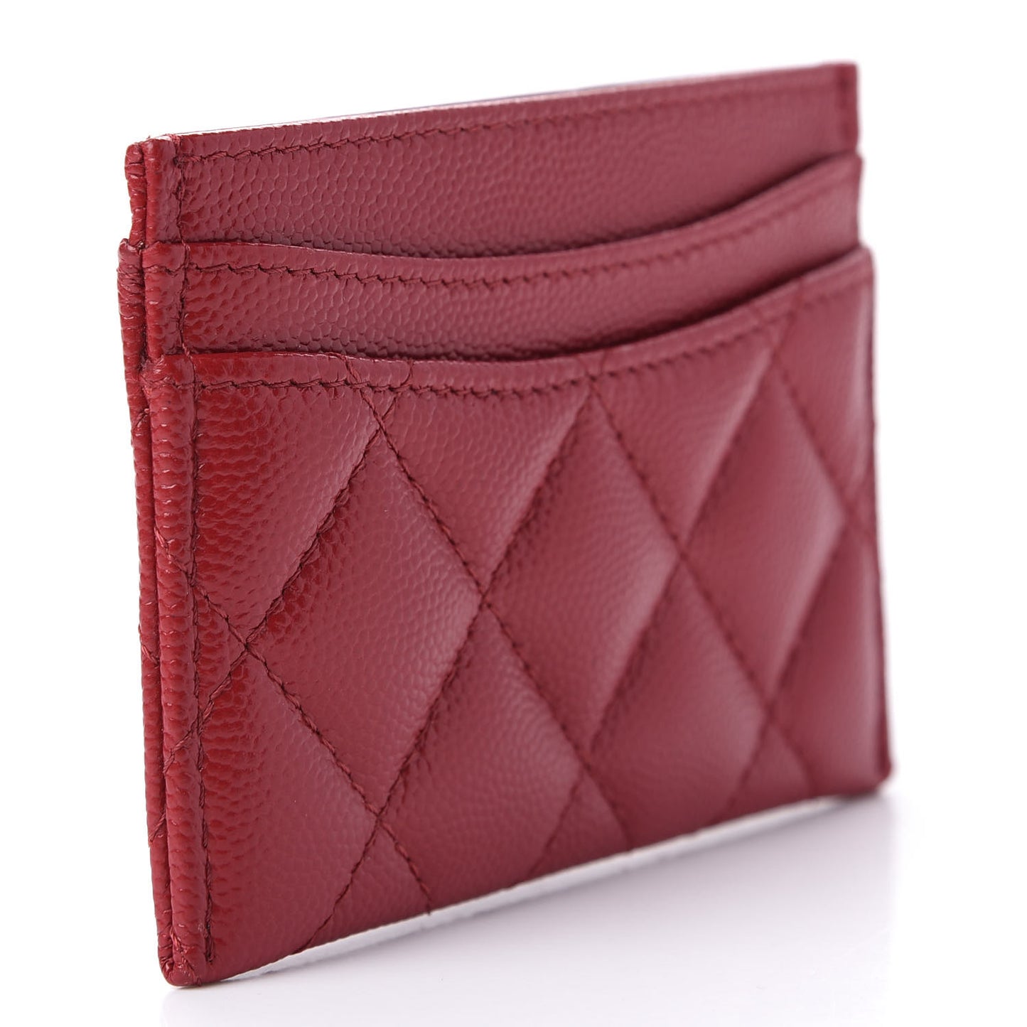 Caviar Quilted Card Holder Dark Red