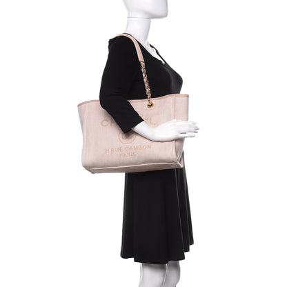 Chanel Mixed Fibers Calfskin Small Deauville Tote Beige 2 of 10