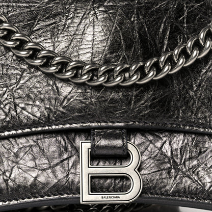 Balenciaga Metallic Crushed Calfskin Quilted Small Crush Chain Bag Steel Grey 8 of 10