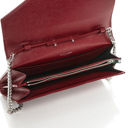 Saint Laurent Grain De Poudre Matelasse Chevron Monogram Chain Wallet Palissandre 6 of 6