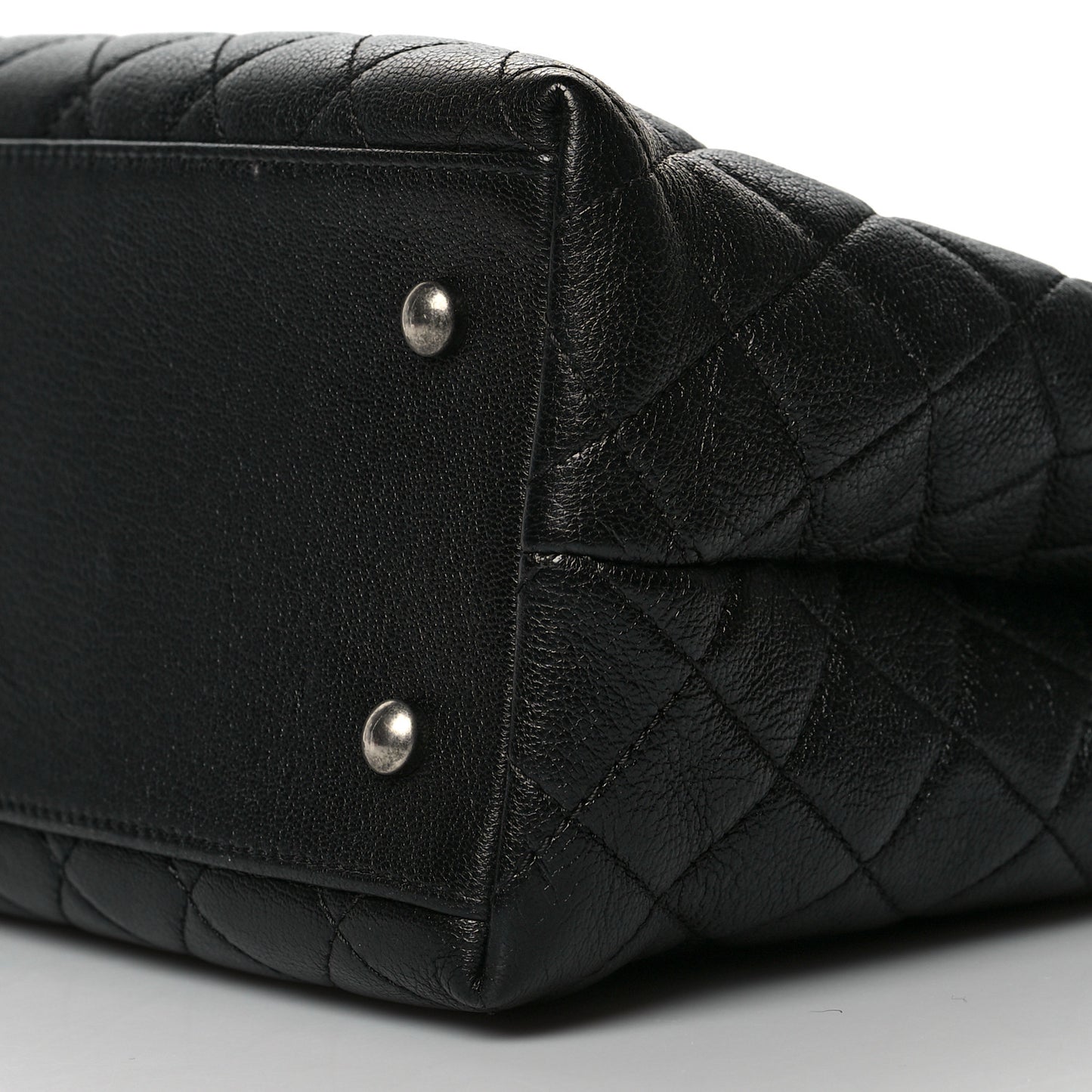 Goatskin Quilted Small CC University Shopping Tote Black