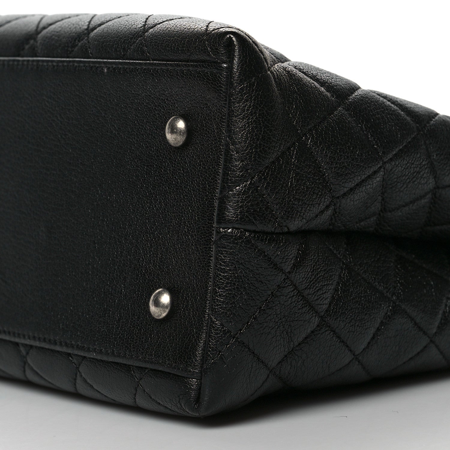 Chanel Goatskin Quilted Small CC University Shopping Tote Black 9 of 10