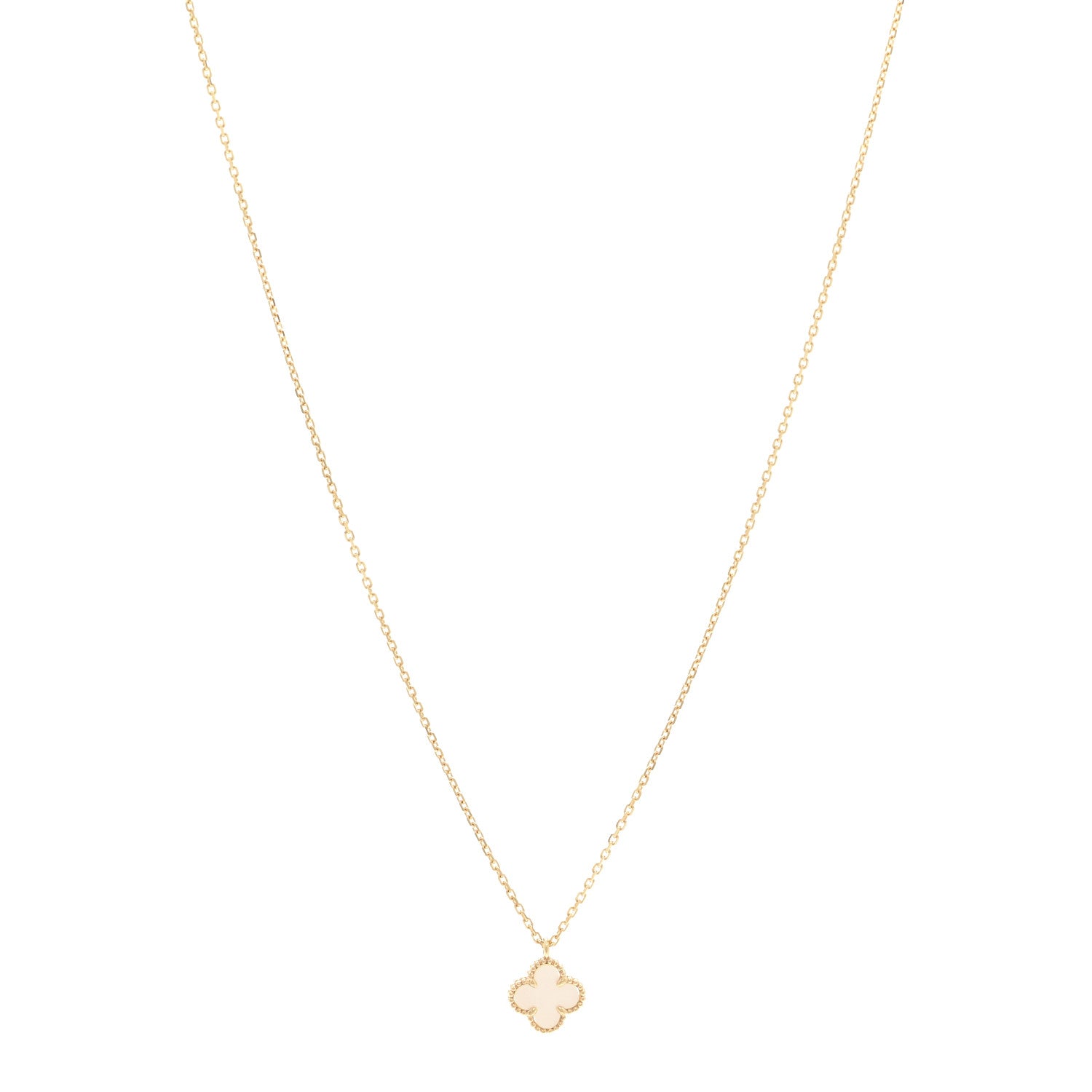 Van Cleef & Arpels 18K Yellow Gold Mother of Pearl Sweet Alhambra Pendant Necklace 1 of 6