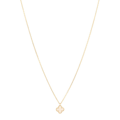 Van Cleef & Arpels 18K Yellow Gold Mother of Pearl Sweet Alhambra Pendant Necklace 1 of 6