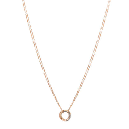 Cartier 18K Pink Yellow White Gold Trinity Double Chain Pendant Necklace 1 of 5