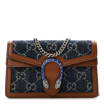 Gucci New Denim GG Monogram Dollar Calfskin Enamel Super Mini Dionysus Shoulder Bag Blue Tea Cuir Epilog Electric Blue 1 of 8