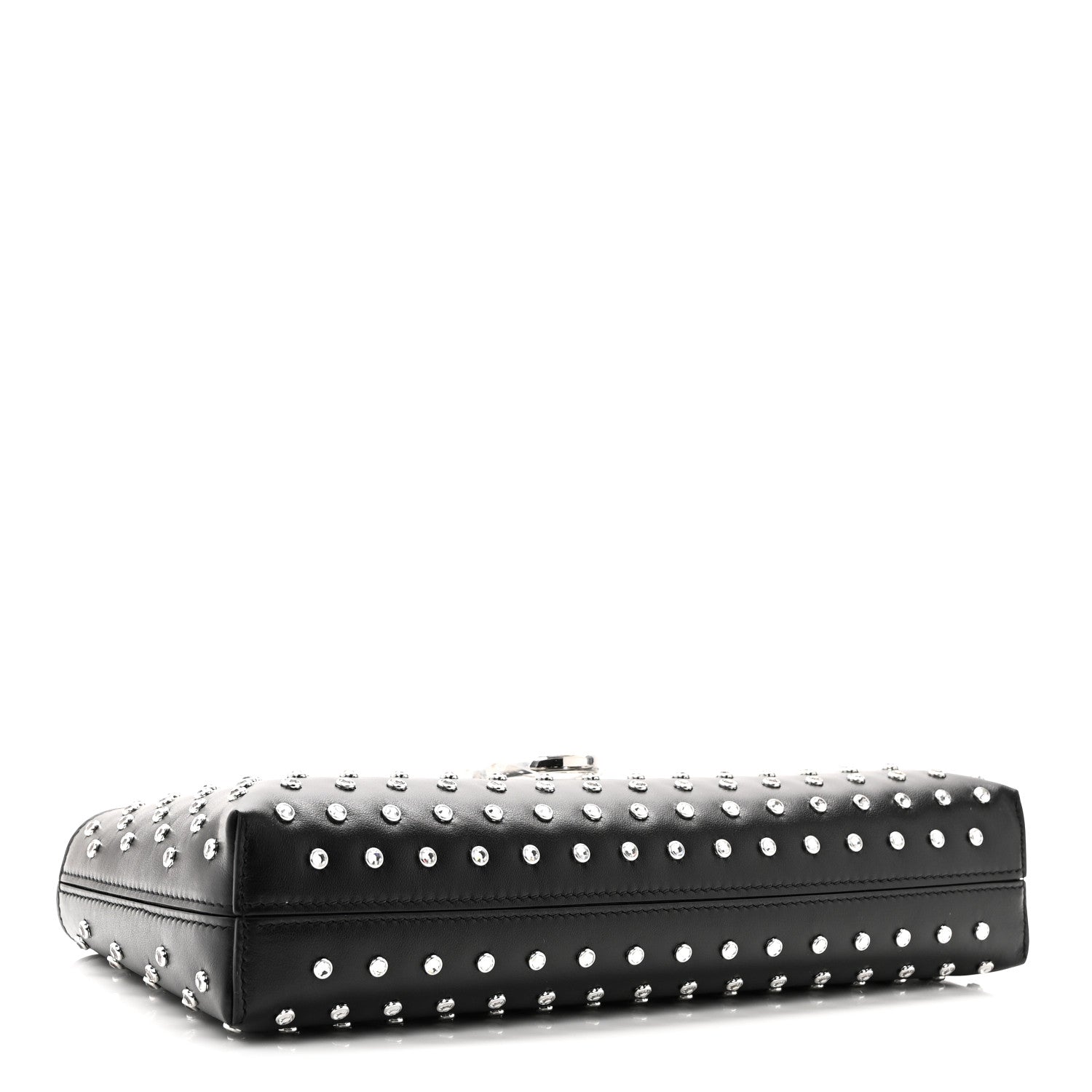 Salvatore Ferragamo Calfskin Studded Trifolio Shoulder Bag Black 4 of 9