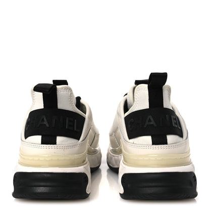 Chanel Velvet Calfskin Mixed Fibers CC Sneakers 38 White 38 Ivory Black 6 of 11