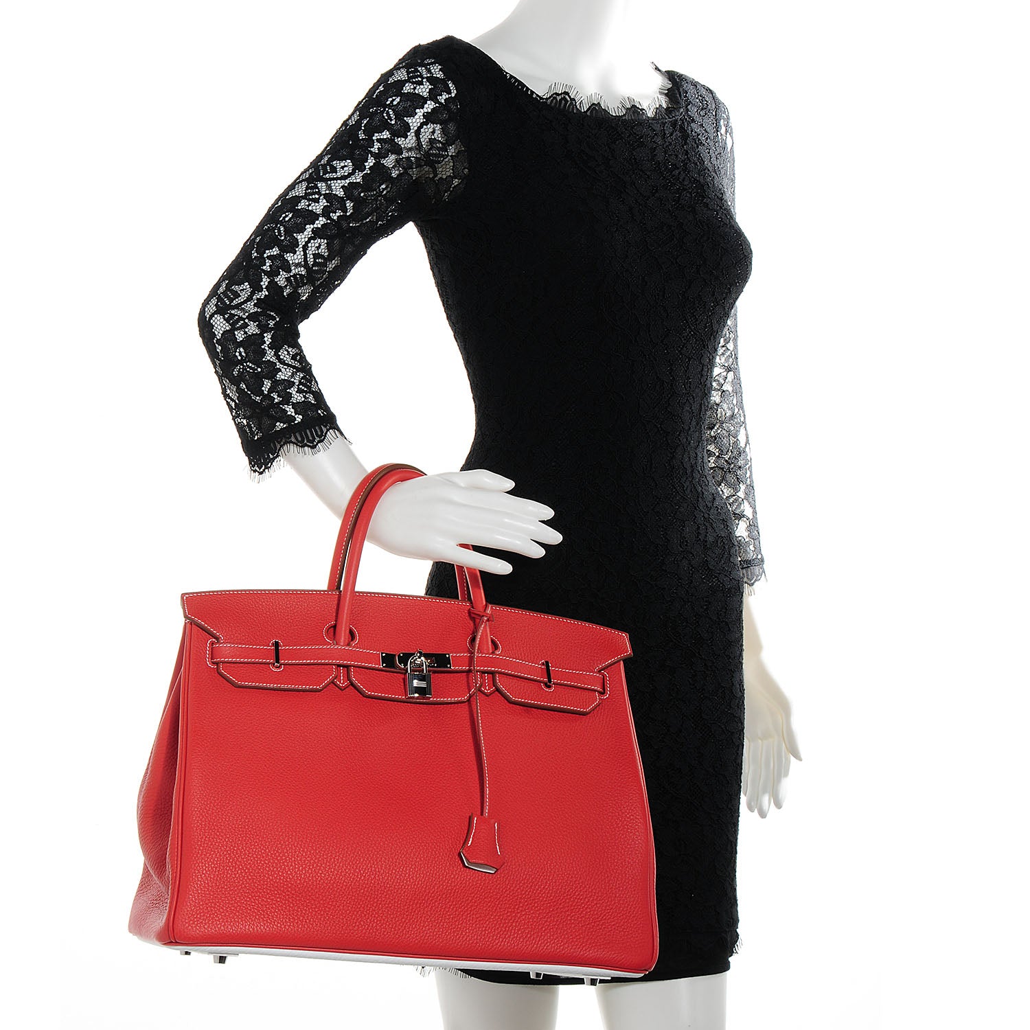 Hermes Taurillon Clemence Eclat Birkin 40 Sanguine White 2 of 20