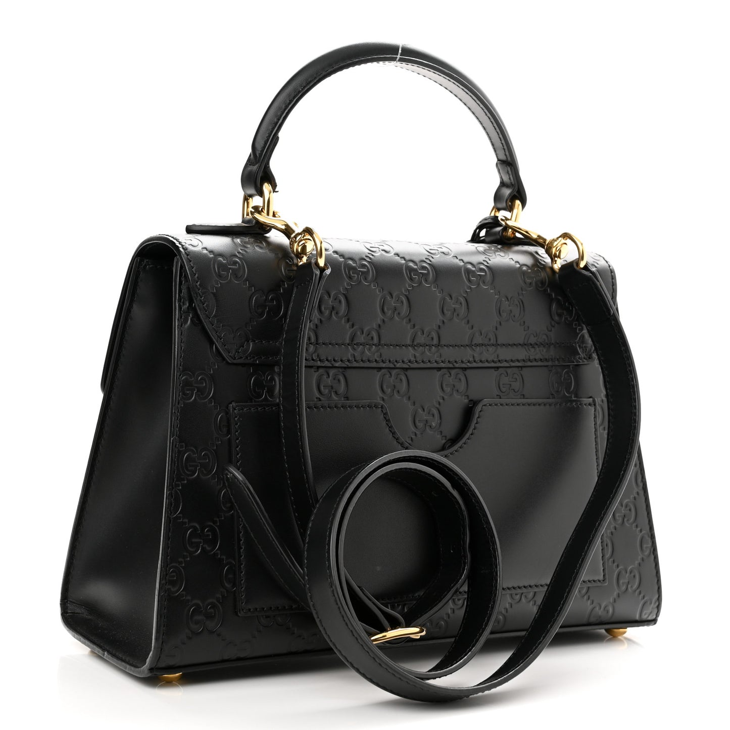 Guccissima Signature Small Padlock Top Handle Bag Black