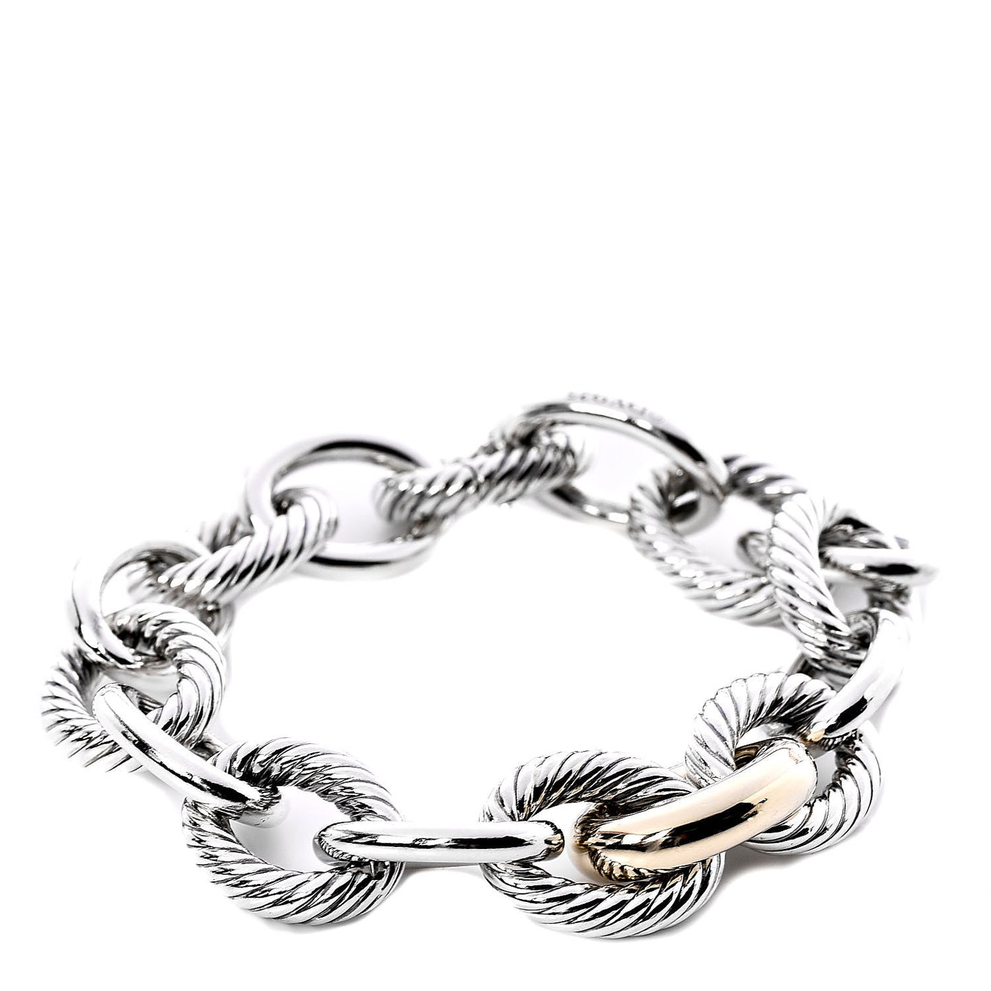 Sterling Silver 14K Yellow Gold Extra Large Oval Link Bracelet