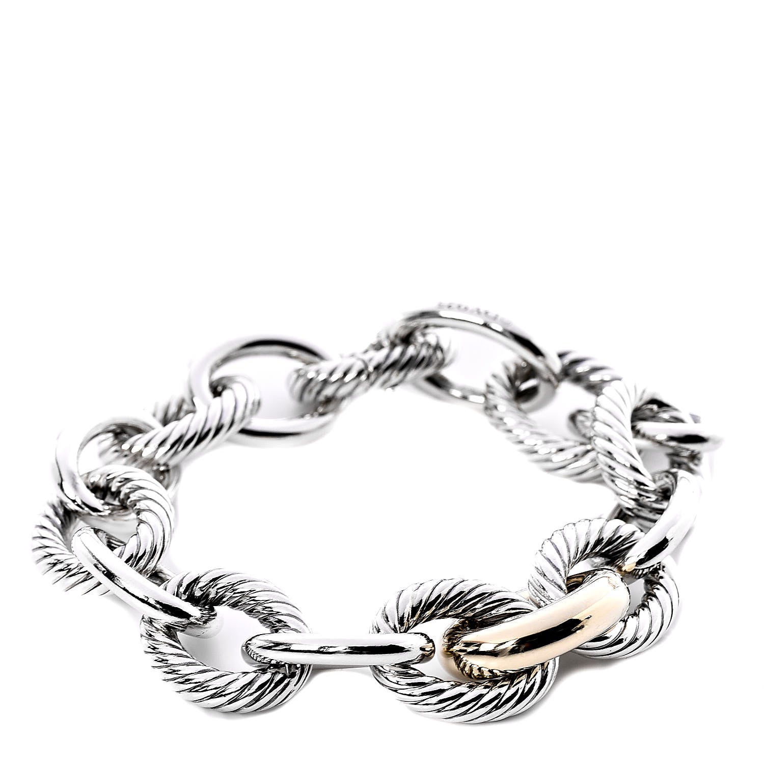 David Yurman Sterling Silver 14K Yellow Gold Extra Large Oval Link Bracelet 1 of 4