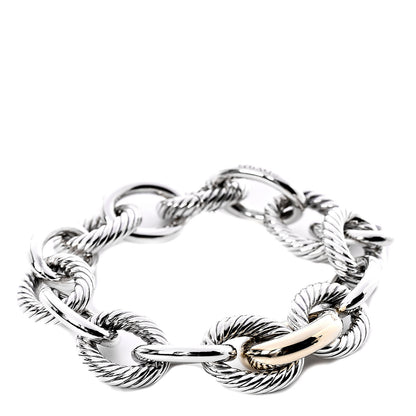 David Yurman Sterling Silver 14K Yellow Gold Extra Large Oval Link Bracelet 1 of 4