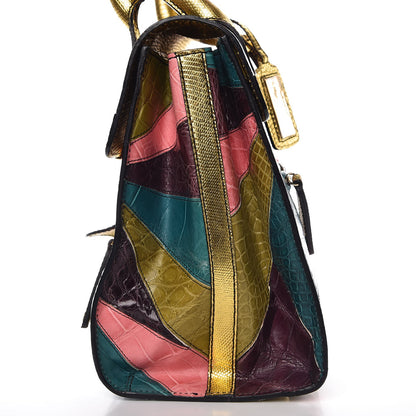 Valentino Garavani Patchwork Crocodile Dome Handbag Multicolor 8 of 10