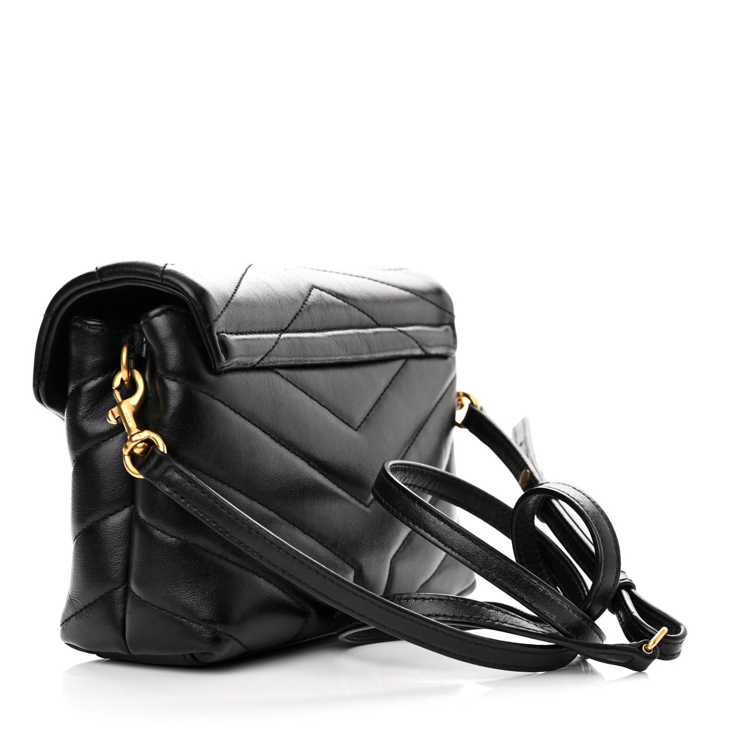 Calfskin Y Quilted Monogram Toy Loulou Crossbody Bag Black